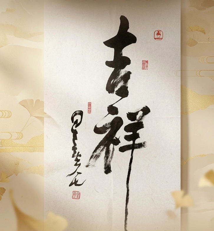 “Auspicious Blessings” Running Script Scroll