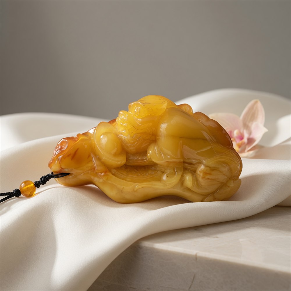 Old Beeswax Amber Beast Pendant