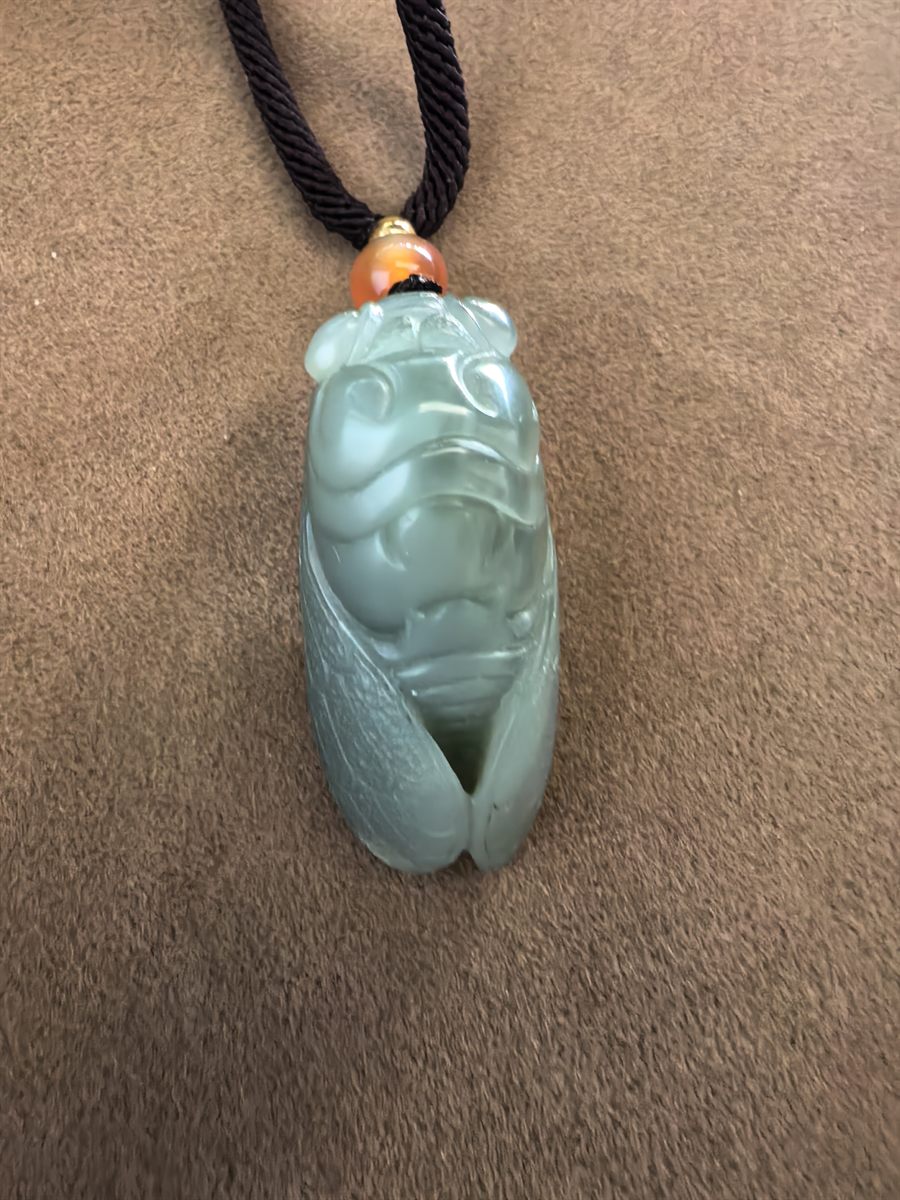 Green Jade Cicada Pendant