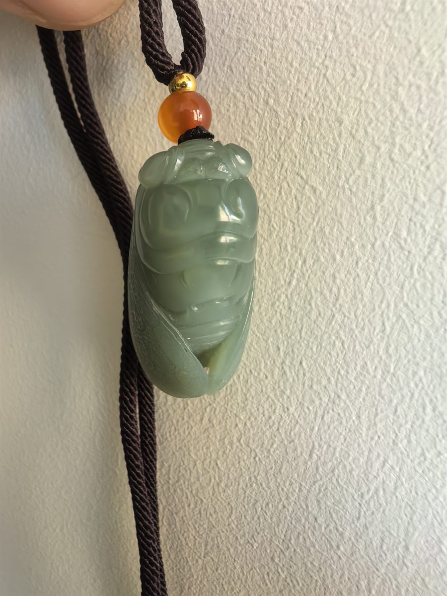 Green Jade Cicada Pendant