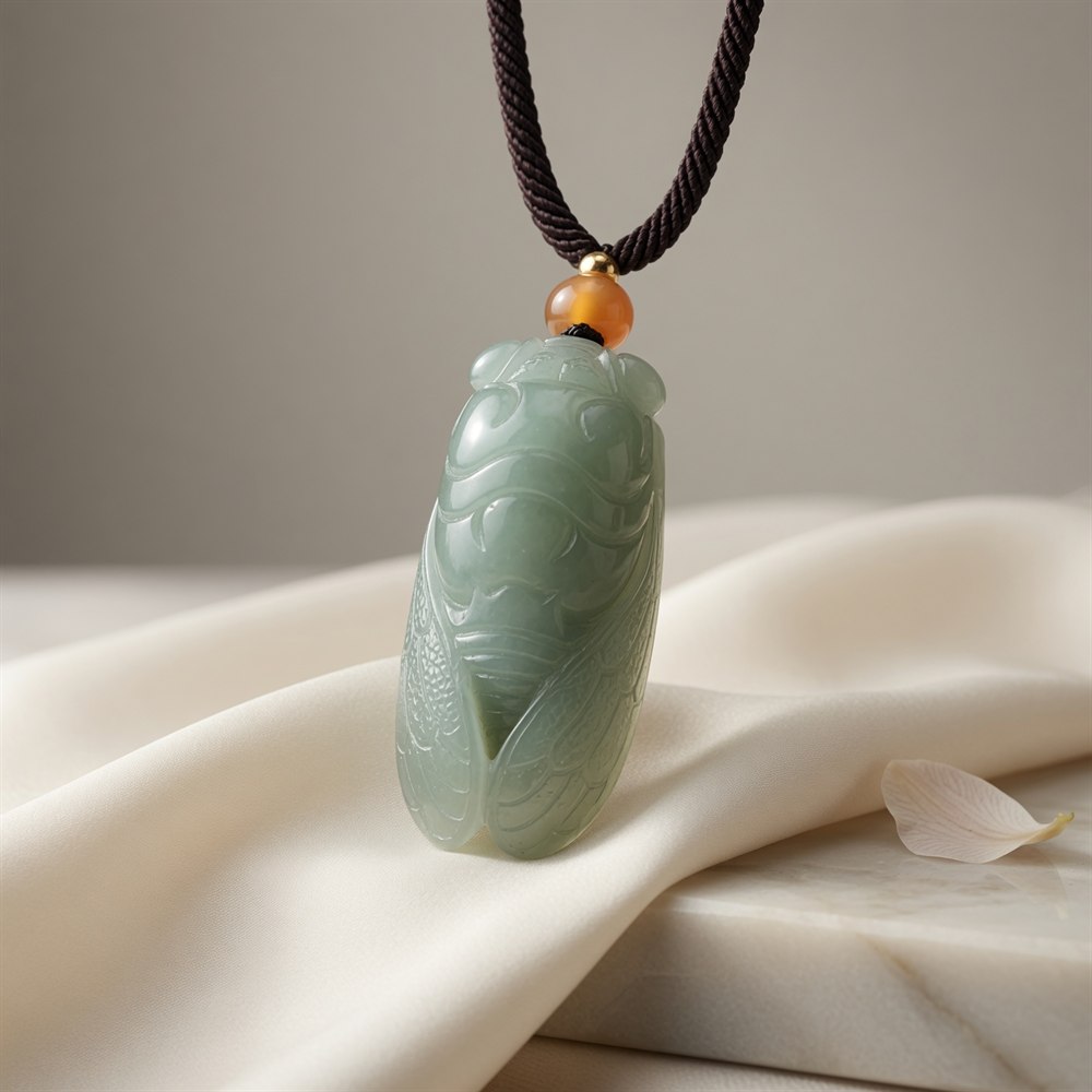 Green Jade Cicada Pendant