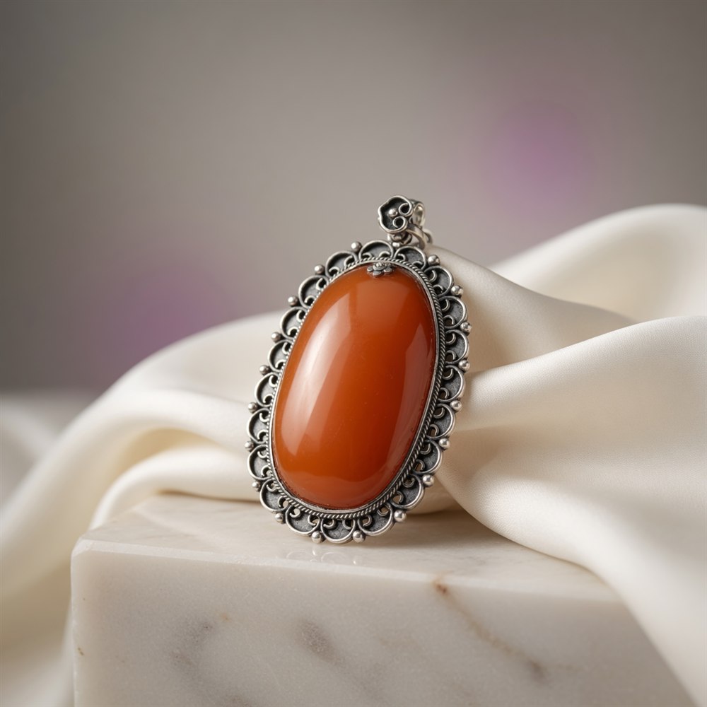 Old Beeswax Amber Pendant in Silver Filigree