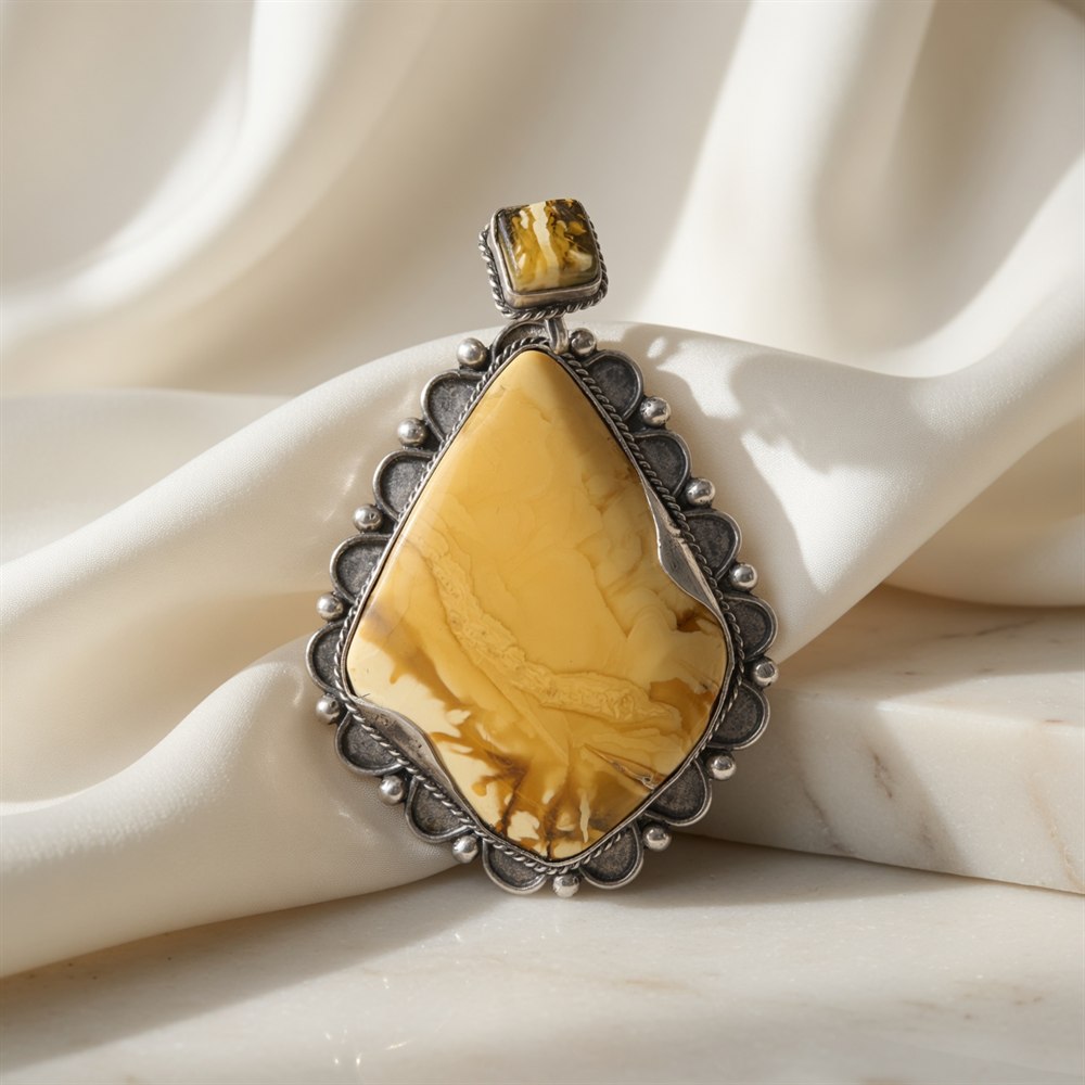 Marbled Beeswax Amber Slab Pendant