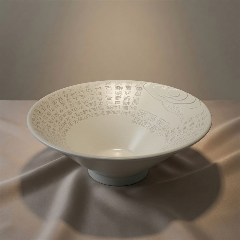 White Porcelain Bowl with Incised Sutra