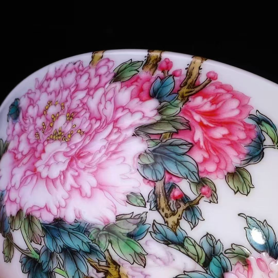 Famille Rose Peony and Butterfly Tea Bowl