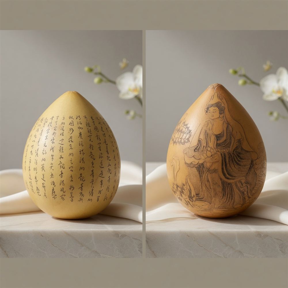 Carved Gourd with Guanyin and Sutra