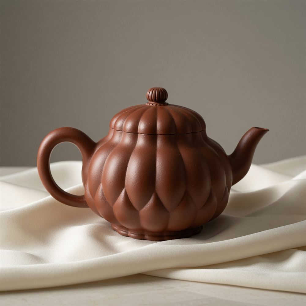 Petal-Ribbed Zisha Teapot