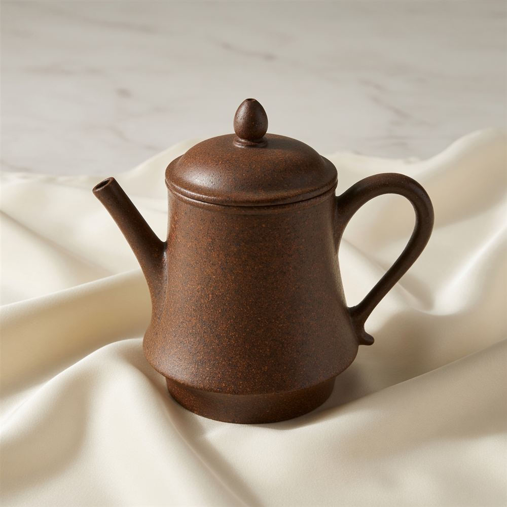 Tall Pear-Form Zisha Teapot in Speckled Duanni
