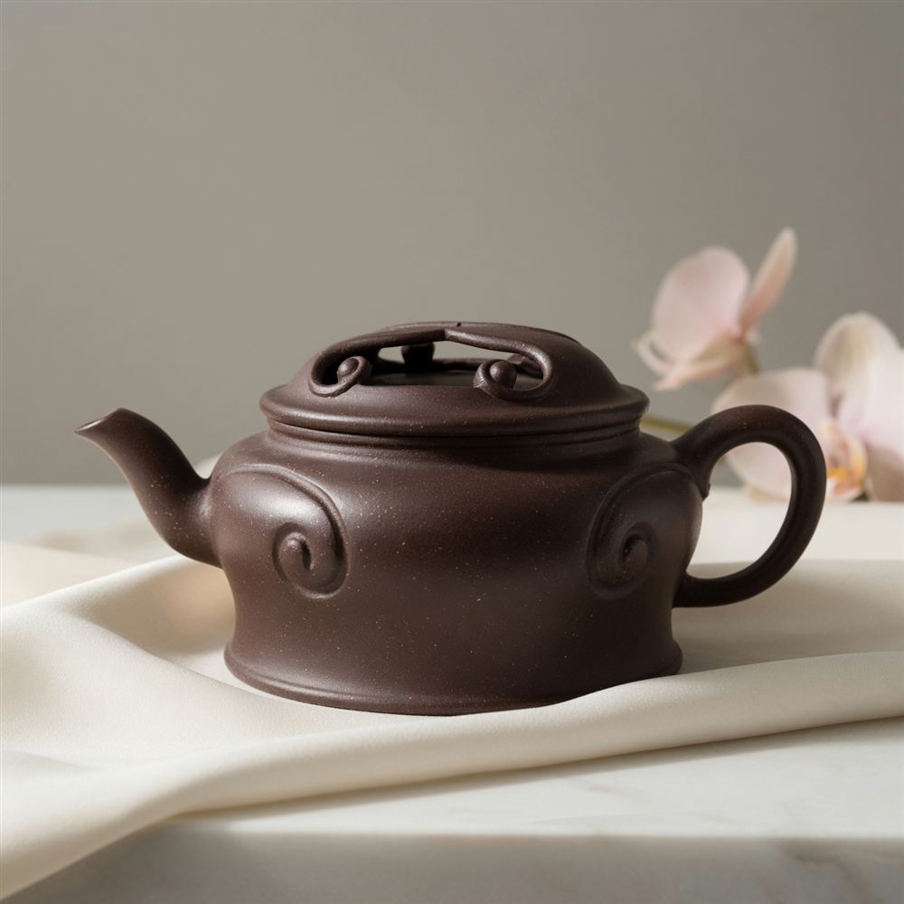 Ruyi Cloud Zisha Teapot with Openwork Lid