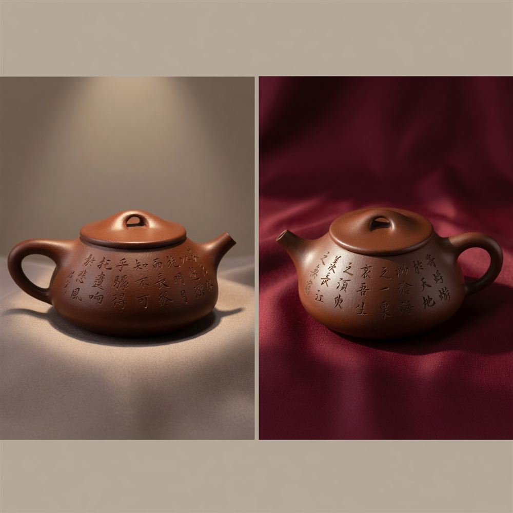 Shipiao Zisha Teapot with Engraved Verse