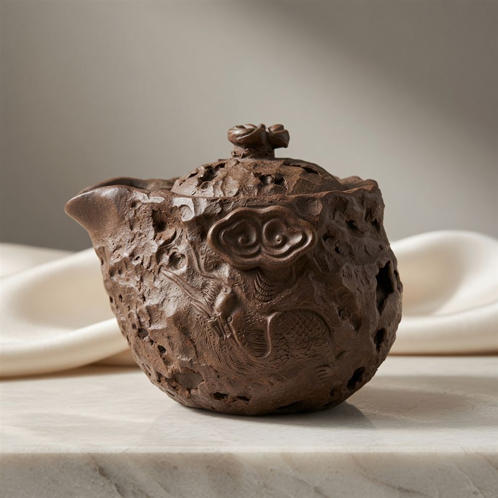Gongchun-Style Zisha Teapot with Dragon Relief